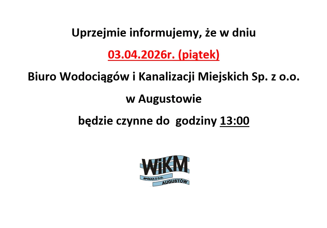 Godziny otwarcia 03.04.2026r. (piątek)